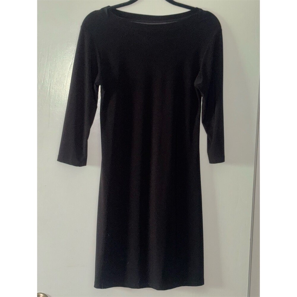 American Twist Los Angeles Dress Womens XL Black Shift Knee 3/4 Sleeve